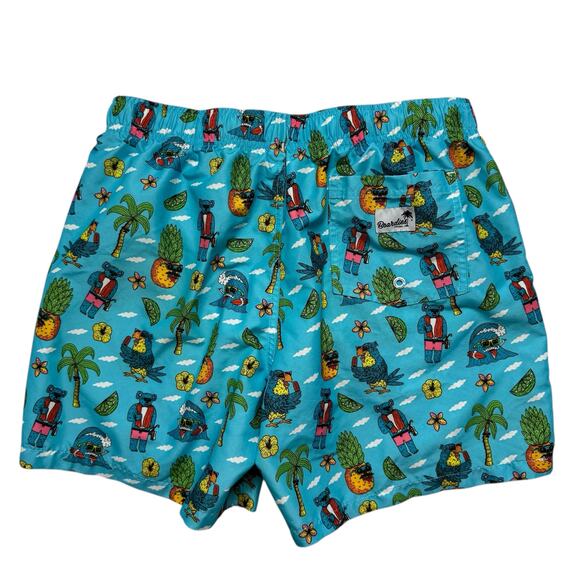 MULGA X BOARDIES Koala Beach Mens Shorties Swim Shorts Sz Medium Blue Tropical - Picture 2 of 9